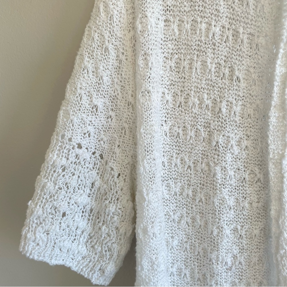 Jones New York Women's Short Sleeve Open Front White Sweater Size PS - Picture 5 of 10